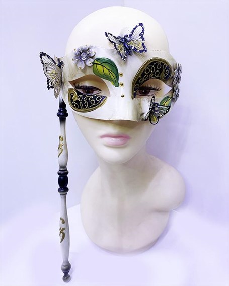 Kelebek İşlemeli Yandan Tutmalı Venedik Göz Maskesi