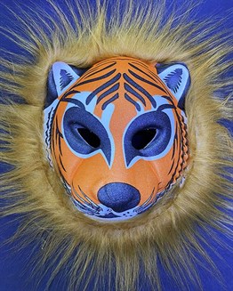  Peluş Saçlı Kırılmaz Yumuşak Tiger Kaplan Maskesi 22x19 cm