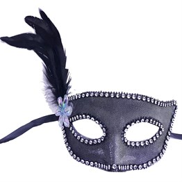 Kumaş Kaplama Yandan Tüylü Yılbaşı Parti Maskesi