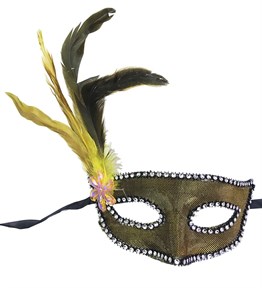 Kumaş Kaplama Yandan Tüylü Yılbaşı Parti Maskesi
