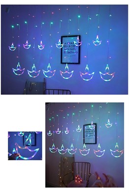 Mobgift Animasyonlu LED Işıklı Eklemeli Çapa Perde 2,80 x 95