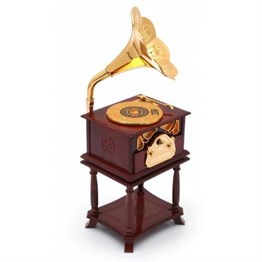 Mobgift Gramofon Sehpalı Çekmeceli Kurmalı Müzik Kutusu 